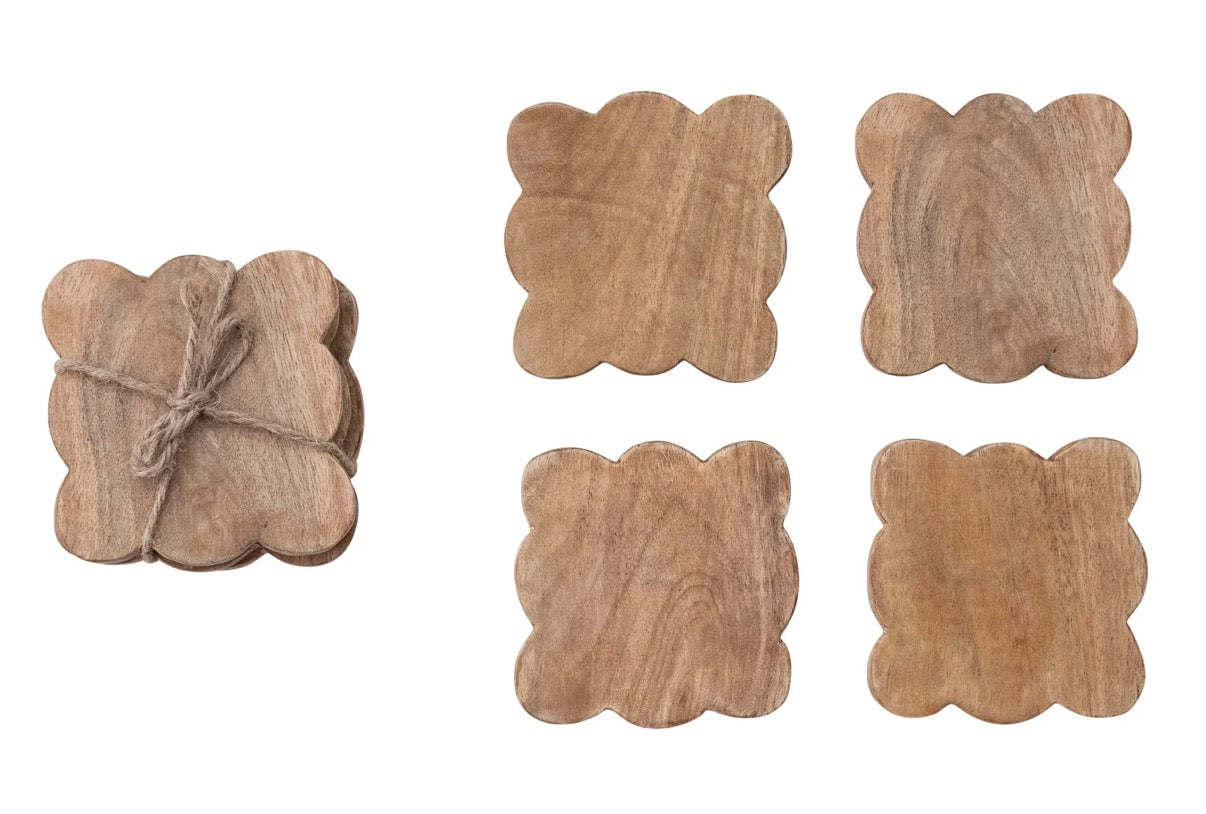 Mango Wood Scalloped Coasters