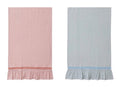 Ruffled Tea Towel with Embroidered Stripes