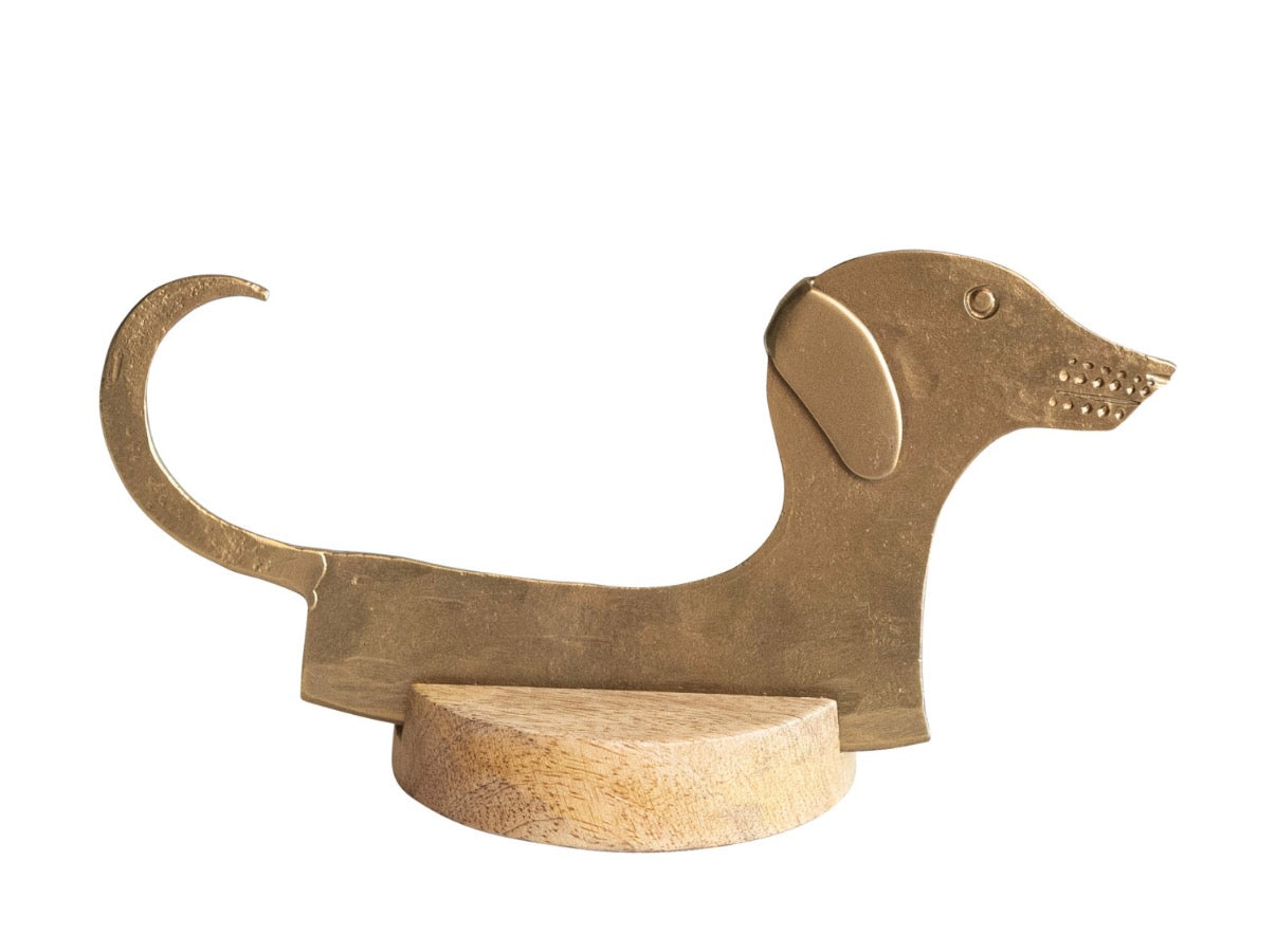 Dog Hand-Forged Metal Cheese Knife with Mango Wood Stand
