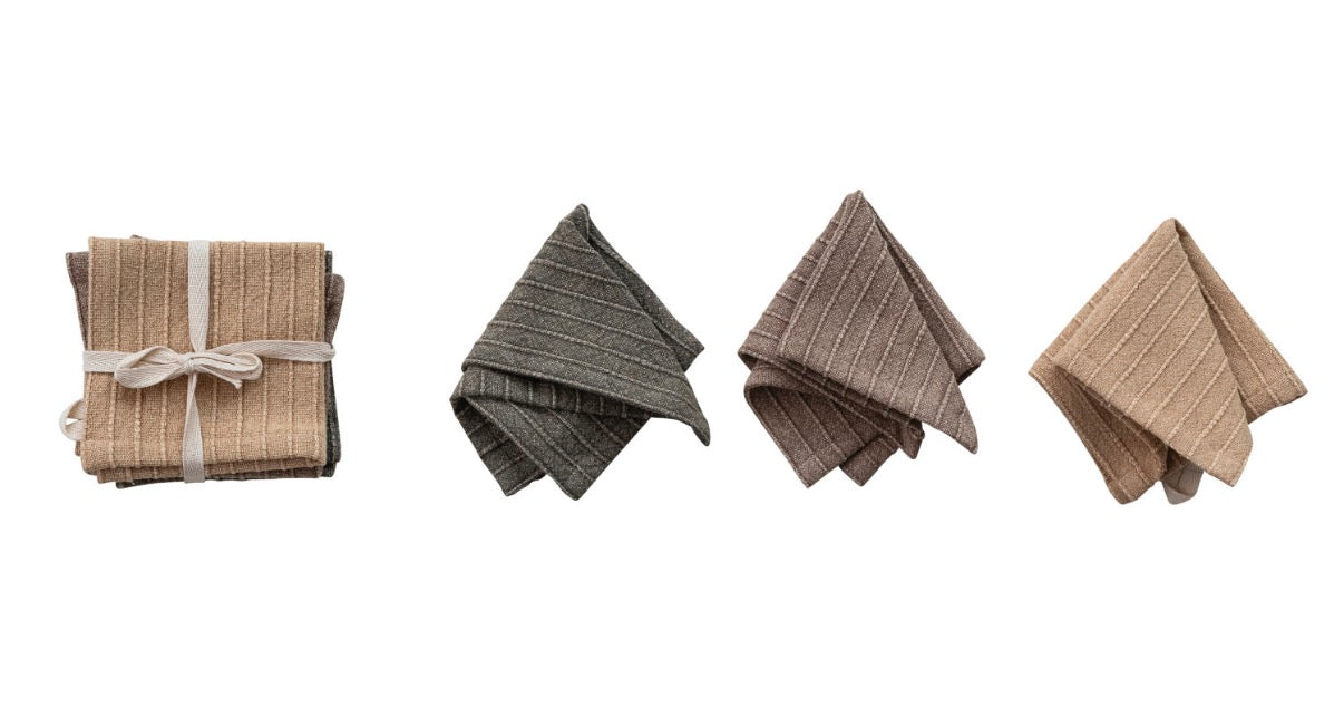 Stonewashed Cotton Striped Dish Cloths